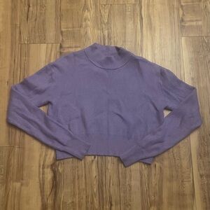Purple Cowl Neck Cropped Sweater